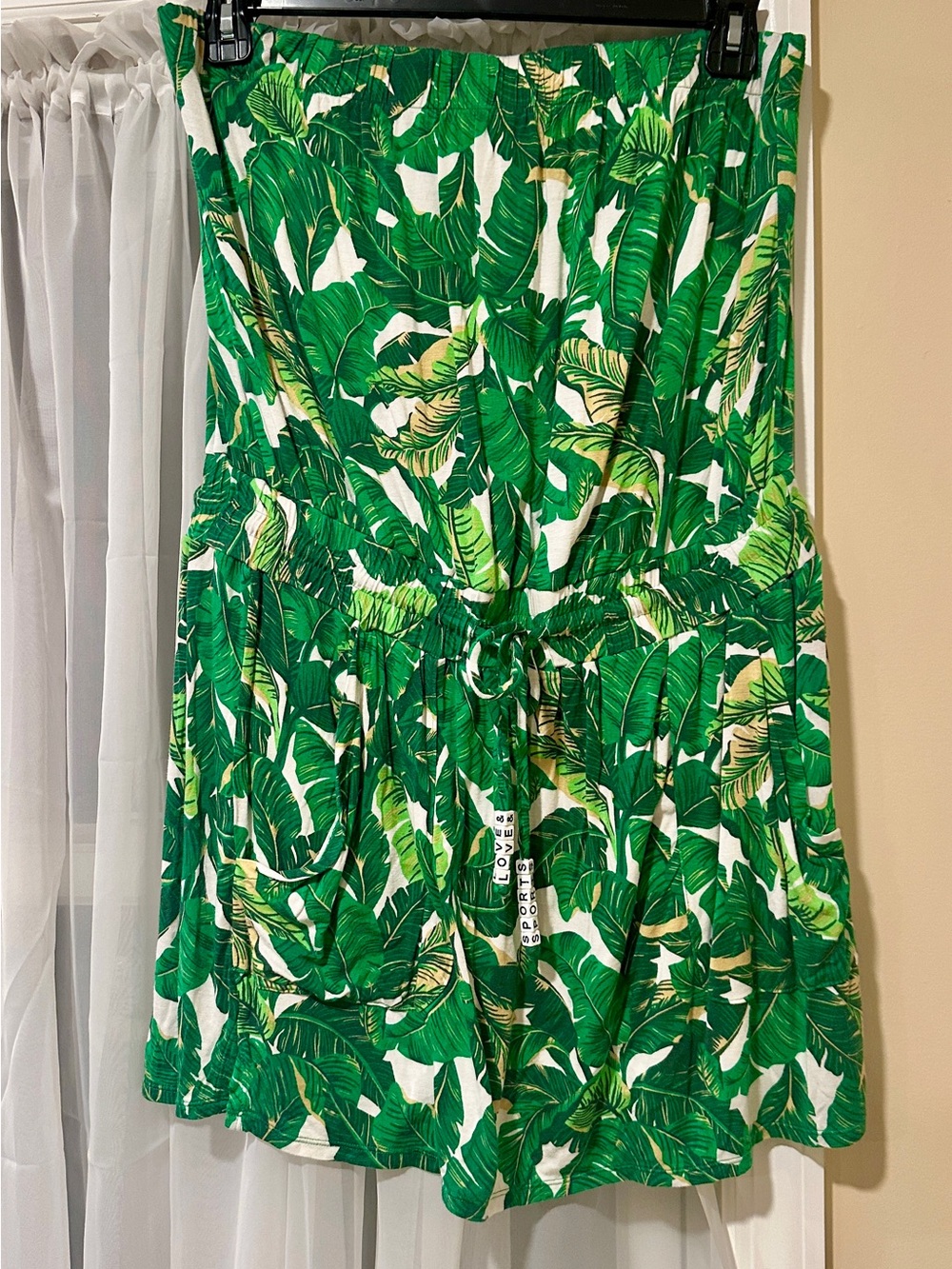 Love & Sports Palm Leaf Strapless Tunic Dress
